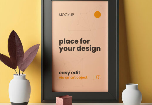 3d Style Poster Frame Mockup Generative Ai