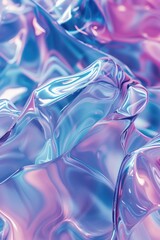 Obraz premium A shiny, iridescent blue and purple fabric with a wave pattern. The fabric is reflective and has a metallic sheen