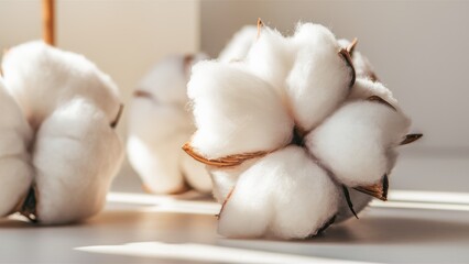 An advertising photo of a soft, fluffy, cotton inflorescence.
