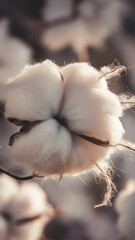 An advertising photo of a soft, fluffy, cotton inflorescence.