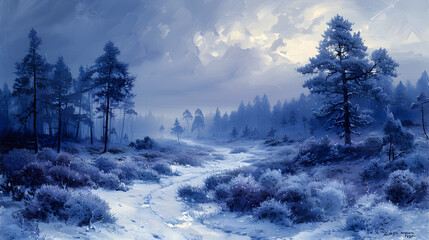 Fototapeta premium winter landscape with snow