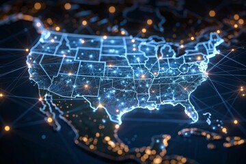 Digital map of america network connectivity created with generative ai