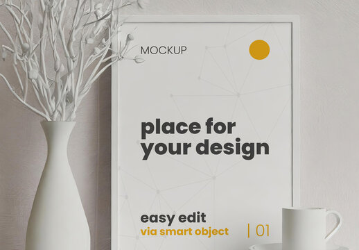 All white Poster Frame Mockup 03 Generative Ai