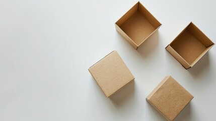 Cube shaped gift boxes made of cardboard on a white background