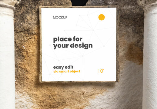 Ancient place white square page poster frame mockup Generative Ai