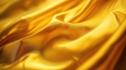 Obraz premium A yellow fabric with a wave pattern. The fabric is very smooth and shiny. The color yellow is bright and cheerful