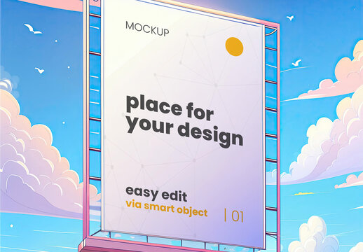 Anime Comic Style Digital Illustrated Detailed Poster Frame Billboard Mockup Generative Ai