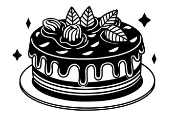 chocolate cake vector silhouette  illustration