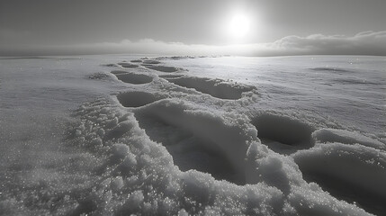 Footprints Leading Through a Snowy Landscape, Leaving a Trail of Memories