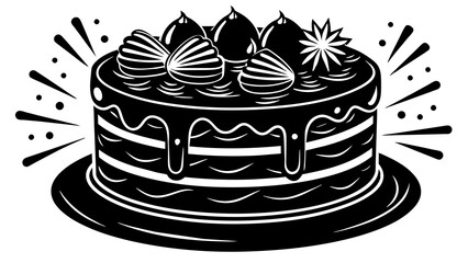 chocolate cake vector silhouette  illustration