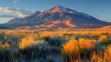 Vast Sand Dunes Stretching Under a Blue Sky at Great Sand Dunes National Park, Colorado