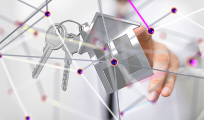 home choice Big data and artificial intelligence concept. Machine learning and cyber mind...