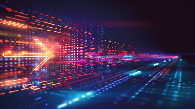 Futuristic Digital Transformation Arrow Chart on Abstract Technology Background