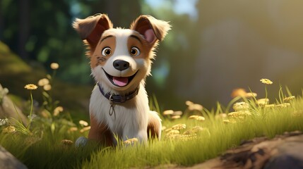 A photo of a 3D character participating in canine scene