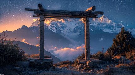 Starry Night Sky over the Majestic Himalayas in Summer