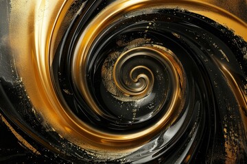 Mesmerizing abstract image featuring a swirling golden spiral adorned with glitter and a textured...