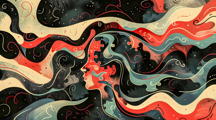 Creative Brainstorming Abstract Representation of a Human Head with Colorful Blocks and Splashes Symbolizing Innovative Thinking and Cognitive Processes Wallpaper Digital Art Poster Brainstorming Map 