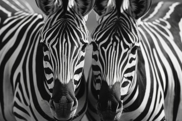 Animal Stripes: Close up of African Herbivore Zebras in Game Reserve