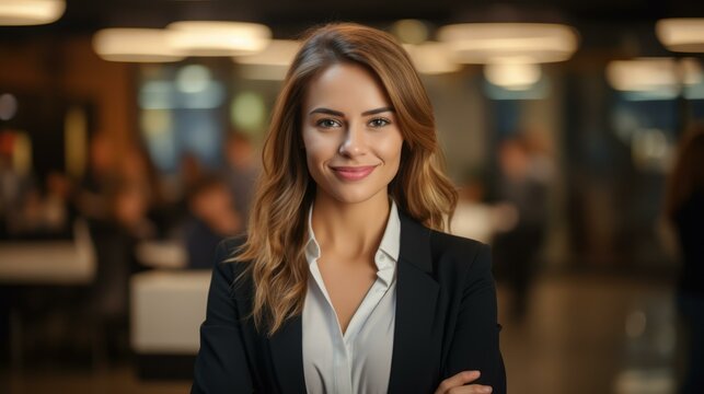 Portrait of a young businesswoman smiling in an office environment
