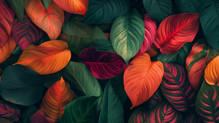 Coleção de folhas tropicais, planta de folhagem com fundo de espaço de cor. Design abstrato de decoração de folhas. Arte da natureza exótica