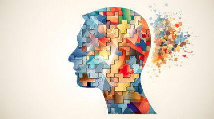 Creative Brainstorming Abstract Representation of a Human Head with Colorful Blocks and Splashes Symbolizing Innovative Thinking and Cognitive Processes Wallpaper Digital Art Poster Brainstorming Map 
