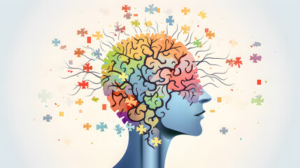 Creative Brainstorming Abstract Representation of a Human Head with Colorful Blocks and Splashes Symbolizing Innovative Thinking and Cognitive Processes Wallpaper Digital Art Poster Brainstorming Map 