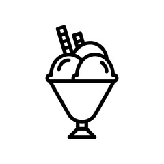 Ice cream line icon. Ice cream icon. Gelato icon isolated on white background. Transparent background, minimalist symbol. Vector images