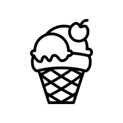 Ice cream line icon. Ice cream icon. Gelato icon isolated on white background. Transparent background, minimalist symbol. Vector images