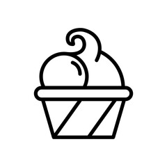 Ice cream line icon. Ice cream icon. Gelato icon isolated on white background. Transparent background, minimalist symbol. Vector images