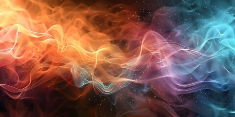 Glowing particles creating abstract music visualization dynamic sound wave background. Concept Music Visualization, Glowing Particles, Abstract Background, Dynamic Sound Wave, Visual Effects