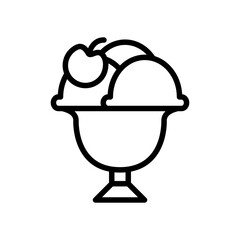 Ice cream line icon. Ice cream icon. Gelato icon isolated on white background. Transparent background, minimalist symbol. Vector images