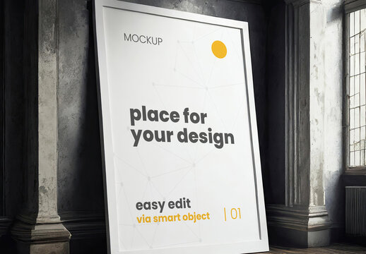 Artistic Scene Loft Attic Poster Frame Mockup Generative Ai
