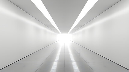 Surreal Liminal Space: Deserted Hallway Under Fluorescent Lights