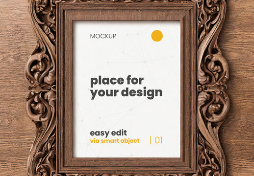 Artistic Wooden Frame Poster Mockup 02 Generative Ai