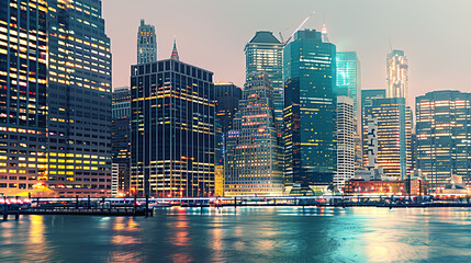 Naklejka premium City skyline at night