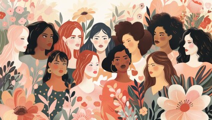 Portraits of Women with Botanical Elements