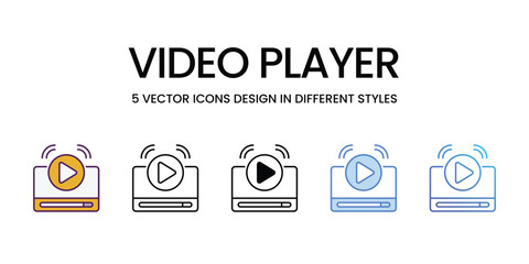 Video Player vector icons set stock illustration