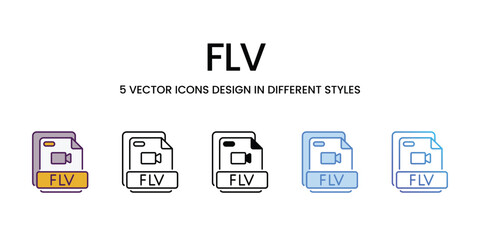 Flv vector icons set stock illustration