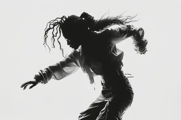 Obraz premium Silhouette of a street dancer in expressive pose with high-key lighting