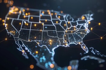 Digital map of america network connectivity created with generative ai