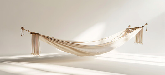 Elegant Minimalist Hammock in Serene White Ambiance (generative AI)