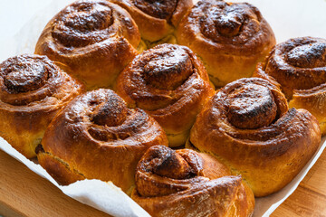 Cinnamon buns, homemade traditional sweet rolls