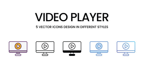 Video Player vector icons set stock illustration