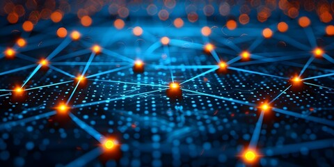 Digital technology concept with illuminated network connection over blue background on computer. Concept Digital Technology, Illuminated Network, Blue Background, Computer, Connection