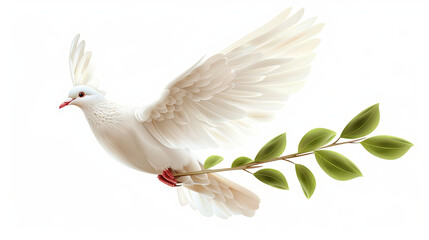 Obraz premium A white dove holding an olive branch, a symbol of peace
