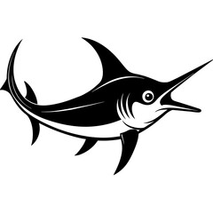 blue marlin vector silhouette illustration