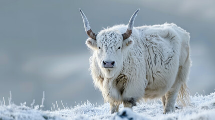 white yak in the winter