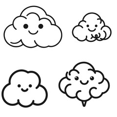 Vector set of isolated cloud icon on the white background.
