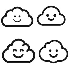 Vector set of isolated cloud icon on the white background.
