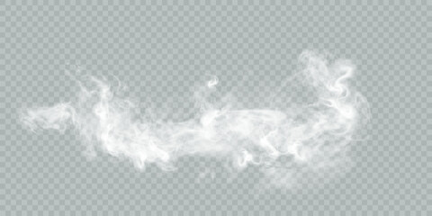 Vector special effect of steam, smoke, fog, clouds. Abstract gas on a transparent background, steam engine, steam or explosive dust, dry ice effect, condensation, smoke. Vector 10 EPS